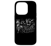 Evil Krampus con Creepy Llama Sleigh Dark Christmas Custodia per iPhone 14 Pro