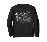 Evil Krampus con Creepy Llama Sleigh Dark Christmas Maglia a Manica