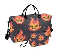 Evil Laughing Flame Demon, borsa da viaggio per il fine settimana, borsa da palestra con tracolla regolabile per trekking impermeabile, Demone Fiamma Ridente Malvagio, 1 size