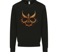 Evil Maschera Magia Nera Diavolo Adorazione Ouija Teschio Bambini Felpa Maglione