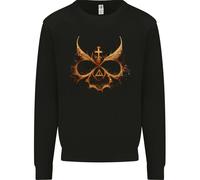 Evil Mask Black Magic Devil Worship Ouija Skull Uomo Sweatshirt Jumper