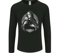 Evil Nun Che Beve Birra Horror Halloween Uomo Manica Lunga T-Shirt