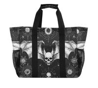 Evil Skull Black Gothic Utility Bag pieghevole con scomparti con manici borse da spiaggia, teschio malvagio nero gotico, 1 size, Moda
