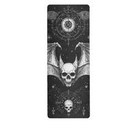 Evil Skull Black yoga per pilates stampato, antiscivolo, tappetino asciugamano yoga con borsa per il trasporto tapete para ejercicio 180,3 x 66 cm