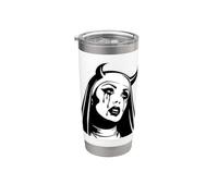 Evil Suora Vampiro Devil Horns Gothic Blackwork Bicchiere termico in acciaio inox doppia parete