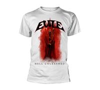 EVILE - HELL UNLEASHED (WHITE) WHITE T-Shirt, Front & Back Print Large