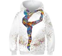 evimo Felpa con Cappuccio Ballerina Stampata in 3D Manica Lunga Ragazzi Ragazze Felpe per Bambini Pullover Street Wear Cappotti Moda Abbigliamento Casual Top 13-15 Anni