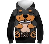 evimo Felpe con Cappuccio 3D Rottweiler Felpa per Vestiti da Ragazzo Cappotto per Ragazzi Ragazze Felpe con Cappuccio da Strada con Tasca 7-9 Anni