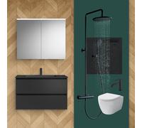 evineo ineo bagno con sistema mobili e armadietto a specchio La: 100 cm, WC, doccia, incl. rubinetteria, BE-Bad-Set3#NEW, ineo2; ineo3 [Mobili da Bagno > Set Mobili da Bagno]