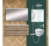 evineo ineo bagno con sistema mobili e armadietto a specchio La: 120 cm, WC, doccia, incl. rubinetteria, BE-Bad-Set4#NEW, ineo2; ineo3 [Mobili da Bagno > Set Mobili da Bagno]