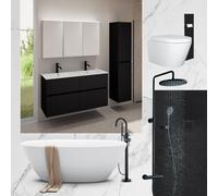 evineo ineo bagno con sistema mobili e armadietto a specchio La: 120 cm, WC, vasca e doccia, incl. rubinetteria e cabina doccia, BE-Bad-Set10, ineo3; ineo5; ineo7 [Mobili da Bagno > Set Mobili da Bagn