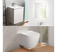 evineo ineo “bagno degli ospiti” con sistema mobili e specchio illuminato La: 60 cm e WC, BE-Bad-Set13, ineo4; ineo6 [Mobili da Bagno > Mobile con Lavamani]