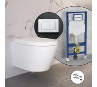 evineo ineo WC sospeso, SET completo, con placca di azionamento Viverso v801 e elemento incasso Geberit,, BE0509WH+VU8001GW#SET#NEW, ineo3; ineo4; ineo5 bianco [WC > WC con Elementi Incasso]