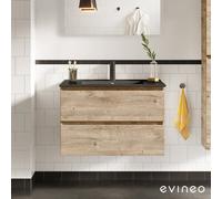 evineo ineo2 mobile sottolavabo La: 101 cm, 2 scomparti estraibili, con maniglia incassata, lavabo nero opaco,, BE0407BH+BE0702OP, ineo2 [Mobili da Bagno > Mobili con Lavabo Integrato]