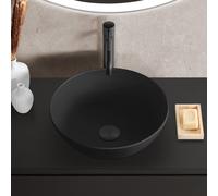evineo ineo3 lavabo da appoggio Ø 41,5 A: 15,5 cm, con superficie facile da pulire, BE0930BM, ineo3 nero opaco [Lavabi > Lavabi da Appoggio]