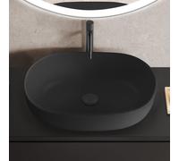 evineo ineo3 lavabo da appoggio La: 60 A: 13,5 P: 41,5 cm, con superficie facile da pulire, BE0929BM, ineo3 nero opaco [Lavabi > Lavabi da Appoggio]