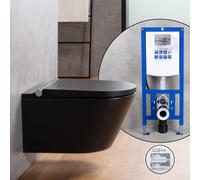 evineo ineo3 smart WC a parete soft, neeos VWTB elemento incasso WC, accessori di montaggio e collegamento, BE0603BM+90743K#SET, ineo3 nero opaco [Ceramiche da Bagno > WC]