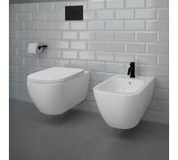 evineo ineo3 square coppia sanitari - bidet e WC a parete, BE0953WH+BE0954WH+BE0955WH, ineo3 bianco [WC > WC]