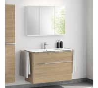 evineo ineo4 mobile La: 101 cm, 2 estraibili, con maniglia, lavabo doppio bianco, con armadietto a specchio per la Svizzera,, BE0243WH+BE0202OA+BEA042MI+BL001197, ineo4 [Mobili da Bagno > Set Mobili d