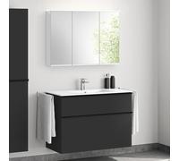 evineo ineo4 mobile La: 101 cm, 2 estraibili, con maniglia, lavabo doppio bianco, con armadietto a specchio per la Svizzera,, BE0243WH+BE0202BM+BEA042MI+BL001197, ineo4 [Mobili da Bagno > Set Mobili d