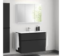 evineo ineo4 mobile La: 101 cm, 2 scomparti estraibili, con maniglia, lavabo doppio bianco, con armadietto a specchio per la Svizzera,, BE0836WH+BE0202BM+BEA042MI+BL001197, ineo4 [Mobili da Bagno > Se