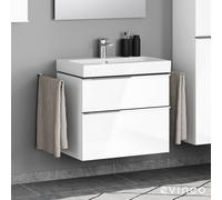 evineo ineo4 mobile La: 74 cm, 2 scomparti estraibili, con maniglia, per Geberit iCon e Acanto lavabo,, BE0220WH, ineo4 [Mobili da Bagno > Mobili Lavabo]