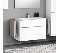 evineo ineo4 mobile La: 99 cm, 2 estraibili, con maniglia, per Renova Plan Slim lavabo,, BE0229WH, ineo4 [Mobili da Bagno > Mobili Lavabo]