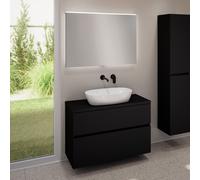 evineo ineo5 evo mobile La: 100 cm con 2 scomparti estraibili, ineo3 lavabo La: 60 cm bianco, con specchio illuminato ineo,, BE0929WH+BE0958BM+BE0964BM+BEA011MI, ineo3; ineo5 evo [Mobili da Bagno > Se