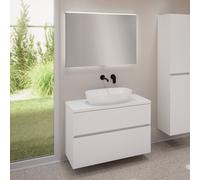 evineo ineo5 evo mobile La: 100 cm con 2 scomparti estraibili, ineo3 lavabo La: 60 cm bianco, con specchio illuminato ineo,, BE0929WH+BE0958WM+BE0964WM+BEA011MI, ineo3; ineo5 evo [Mobili da Bagno > Se