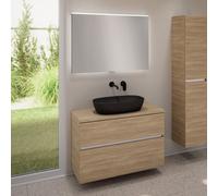 evineo ineo5 evo mobile La: 100 cm con 2 scomparti estraibili, ineo3 lavabo La: 60 cm nero opaco, con specchio illuminato ineo,, BE0929BM+BE0958OA+BE0964OA+BEA011MI, ineo3; ineo5 evo [Mobili da Bagno