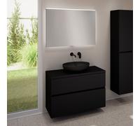 evineo ineo5 evo mobile La: 100 cm con 2 scomparti estraibili, ineo6 lavabo La: 52 cm nero opaco, con specchio illuminato ineo,, BE0932BM+BE0958BM+BE0964BM+BEA011MI, ineo6; ineo5 evo [Mobili da Bagno 