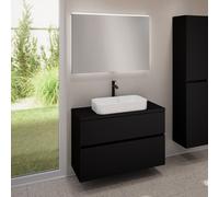 evineo ineo5 evo mobile La: 100 cm con 2 scomparti estraibili, ineo7 lavabo La: 60 cm bianco, con specchio illuminato ineo,, BE0939WH+BE0958BM+BE0964BM+BEA011MI, ineo7; ineo5 evo [Mobili da Bagno > Se