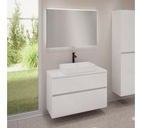 evineo ineo5 evo mobile La: 100 cm con 2 scomparti estraibili, ineo7 lavabo La: 60 cm bianco, con specchio illuminato ineo,, BE0939WH+BE0958WH+BE0964WH+BEA011MI, ineo7; ineo5 evo [Mobili da Bagno > Se