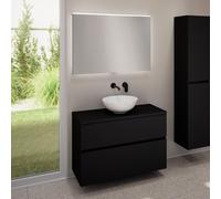 evineo ineo5 evo mobile La: 100 cm con 2 scomparti estraibili, lavabo ineo3 Ø 41,5 cm bianco, con specchio illuminato ineo,, BE0930WH+BE0958BM+BE0964BM+BEA011MI, ineo3; ineo5 evo [Mobili da Bagno > Se