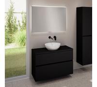 evineo ineo5 evo mobile La: 100 cm con 2 scomparti estraibili, lavabo ineo6 Ø 41,5 cm bianco, con specchio illuminato ineo,, BE0936WH+BE0958BM+BE0964BM+BEA011MI, ineo6; ineo5 evo [Mobili da Bagno > Se