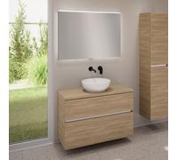 evineo ineo5 evo mobile La: 100 cm con 2 scomparti estraibili, lavabo ineo6 Ø 41,5 cm bianco opaco, con specchio illuminato ineo,, BE0936WM+BE0958O BE0964O BEA011MI, ineo6; ineo5 evo [Mobili da Bagn