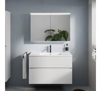 evineo ineo5 evo mobile La: 100 cm con 2 scomparti estraibili, lavabo slim bianco, con armadietto a specchio ineo5 evo CH,, BE0836WH+BE0958WH+BEA092MI+BEA096CH, ineo5 evo [Mobili da Bagno > Set Mobili