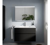 evineo ineo5 evo mobile La: 100 cm con 2 scomparti estraibili, lavabo slim bianco, con armadietto a specchio ineo5 evo CH,, BE0836WH+BE0958BM+BEA092MI+BEA096CH, ineo5 evo [Mobili da Bagno > Set Mobili
