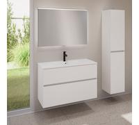 evineo ineo5 evo mobile La: 100 cm con 2 scomparti estraibili, lavabo slim bianco, con specchio illuminato ineo,, BE0836WH+BE0958WM+BEA011MI, ineo5 evo [Mobili da Bagno > Set Mobili da Bagno]