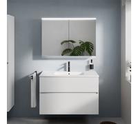 evineo ineo5 evo mobile La: 100 cm con 2 scomparti estraibili, lavabo slim bianco opaco, con armadietto a specchio ineo5 evo CH,, BE0836WM+BE0958WM+BEA092MI+BEA096CH, ineo5 evo [Mobili da Bagno > Set 