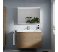 evineo ineo5 evo mobile La: 100 cm con 2 scomparti estraibili, lavabo slim bianco opaco, con armadietto a specchio ineo5 evo CH,, BE0836WM+BE0958O BEA092MI+BEA096CH, ineo5 evo [Mobili da Bagno > Set