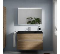 evineo ineo5 evo mobile La: 100 cm con 2 scomparti estraibili, lavabo slim nero opaco, con armadietto a specchio ineo5 evo CH,, BE0836BM+BE0958O BEA092MI+BEA096CH, ineo5 evo [Mobili da Bagno > Set Mo
