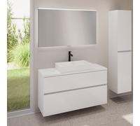 evineo ineo5 evo mobile La: 120 cm con 2 scomparti estraibili, ineo7 lavabo La: 60,5 cm bianco opaco, con specchio illuminato ineo,, BE0937WM+BE0959WH+BE0965WH+BEA012MI, ineo7; ineo5 evo [Mobili da Ba