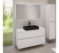evineo ineo5 evo mobile La: 120 cm con 2 scomparti estraibili, ineo7 lavabo La: 60,5 cm nero opaco, con specchio illuminato ineo,, BE0937BM+BE0959WM+BE0965WM+BEA012MI, ineo7; ineo5 evo [Mobili da Bagn