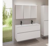 evineo ineo5 evo mobile La: 120 cm con 2 scomparti estraibili, lavabo doppio slim bianco, con armadietto a specchio ineo CH,, BE0837WH+BE0959WM+BEA043MI, ineo5 evo [Mobili da Bagno > Set Mobili da Bag