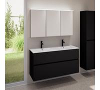 evineo ineo5 evo mobile La: 120 cm con 2 scomparti estraibili, lavabo doppio slim bianco, con armadietto a specchio ineo CH,, BE0837WH+BE0959BM+BEA043MI, ineo5 evo [Mobili da Bagno > Set Mobili da Bag