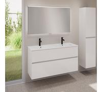 evineo ineo5 evo mobile La: 120 cm con 2 scomparti estraibili, lavabo doppio slim bianco, con specchio illuminato ineo,, BE0837WH+BE0959WH+BEA012MI, ineo5 evo [Mobili da Bagno > Set Mobili da Bagno]