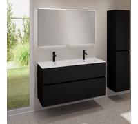 evineo ineo5 evo mobile La: 120 cm con 2 scomparti estraibili, lavabo doppio slim bianco, con specchio illuminato ineo,, BE0837WH+BE0959BM+BEA012MI, ineo5 evo [Mobili da Bagno > Set Mobili da Bagno]