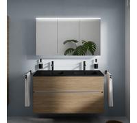 evineo ineo5 evo mobile La: 120 cm con 2 scomparti estraibili, lavabo doppio slim nero opaco, con armadietto a specchio ineo5 evo CH,, BE0837BM+BE0959O BEA093MI+BEA097CH, ineo5 evo [Mobili da Bagno >