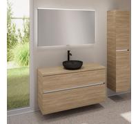 evineo ineo5 evo mobile La: 120 cm con 2 scomparti estraibili, lavabo ineo3 Ø 37 cm nero opaco, con specchio illuminato ineo,, BE0931BM+BE0959OA+BE0965OA+BEA012MI, ineo4; ineo5 evo [Mobili da Bagno >
